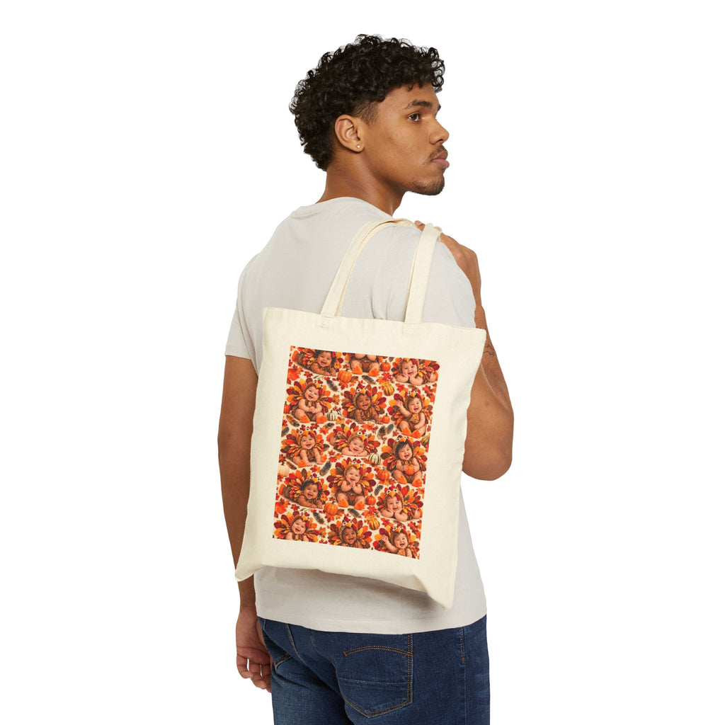 Thanksgiving Turkey Baby Pattern Canvas Tote Bag