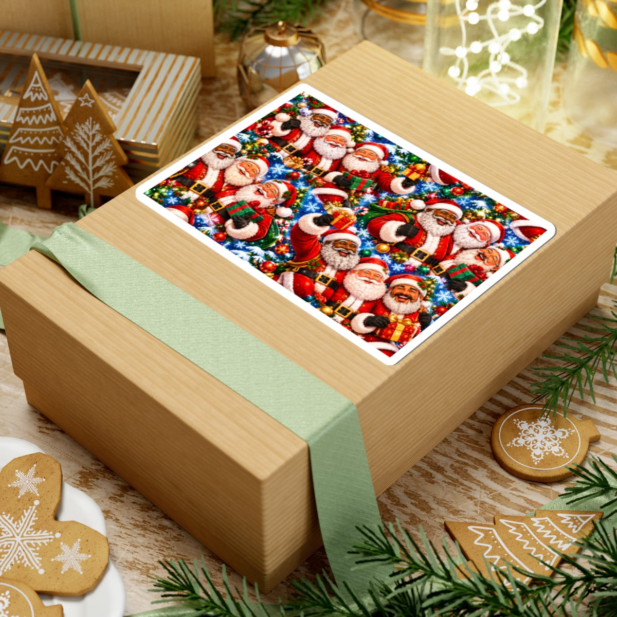 Festive Santa Claus Christmas Kiss-Cut Sticker
