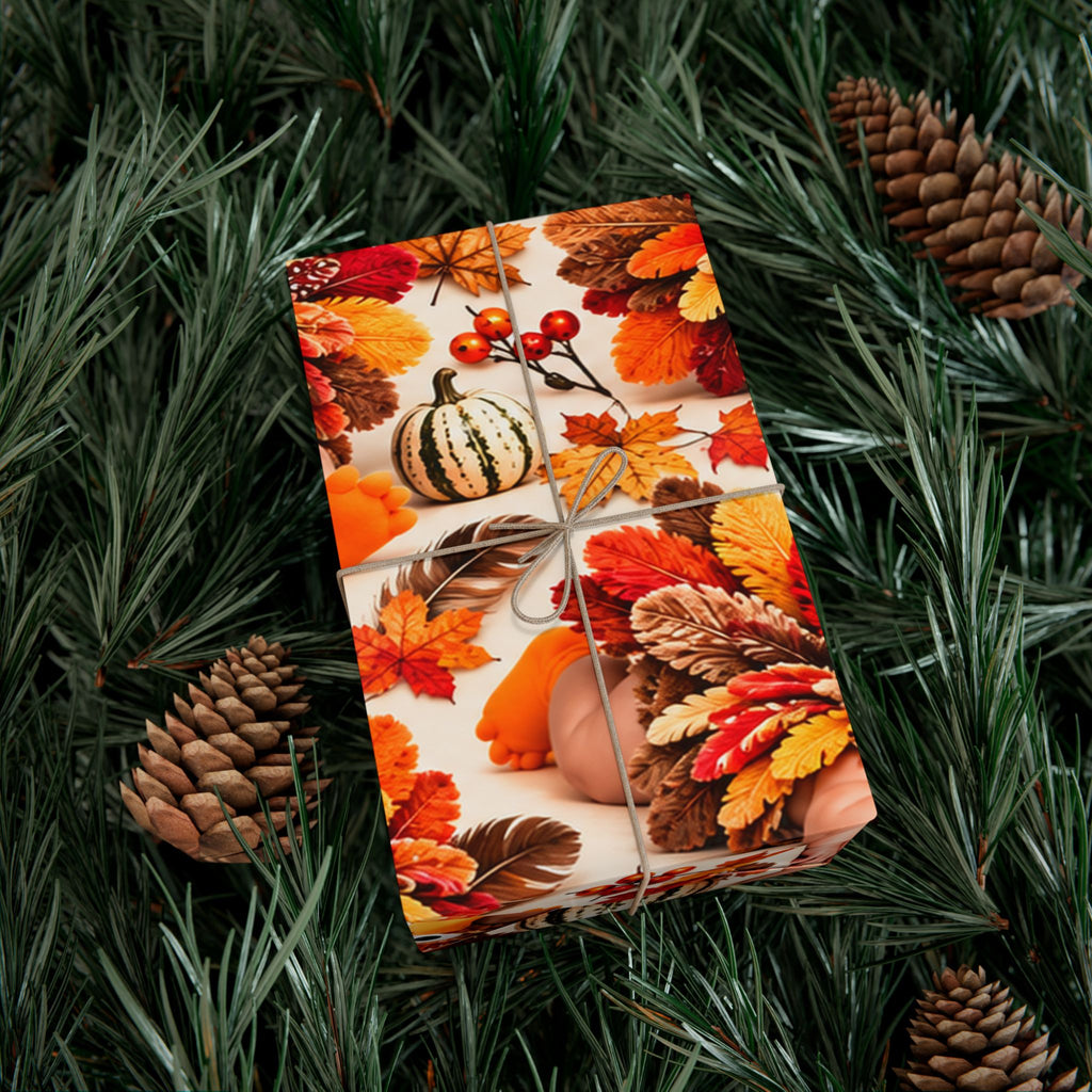 Gift Wrap Paper – Adorable Thanksgiving Turkey Baby Pattern