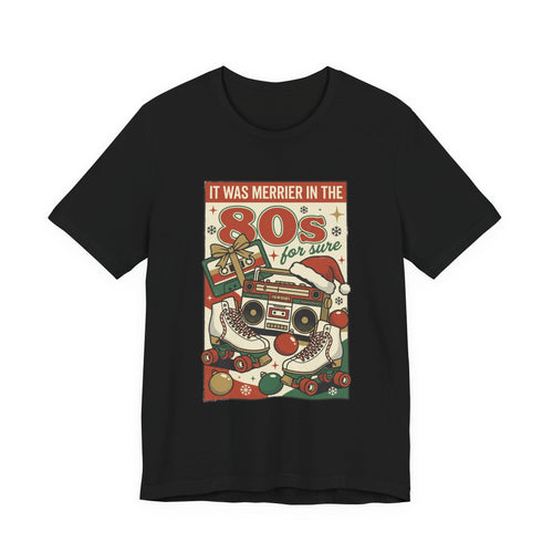 80s Christmas Nostalgia Tee, Retro Boombox and Ornaments