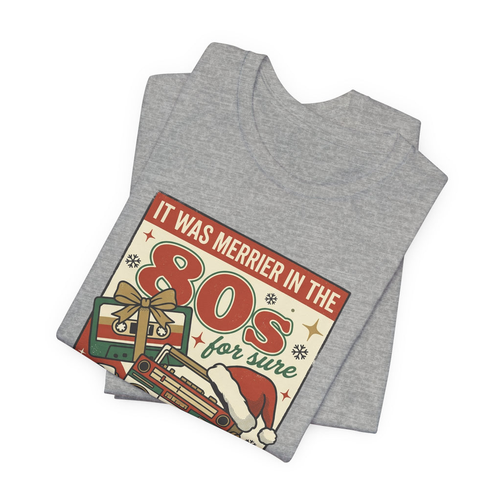 80s Christmas Nostalgia Tee, Retro Boombox and Ornaments