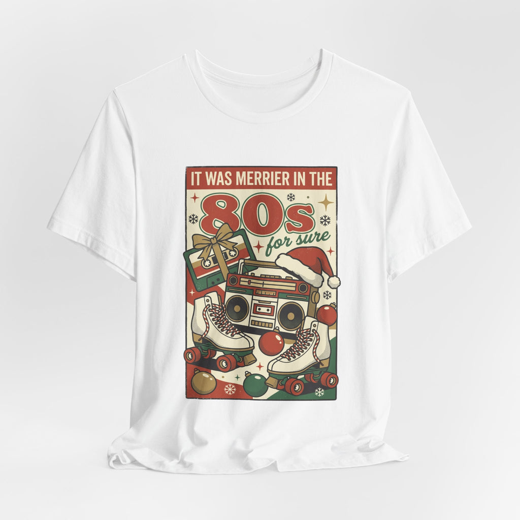 80s Christmas Nostalgia Tee, Retro Boombox and Ornaments