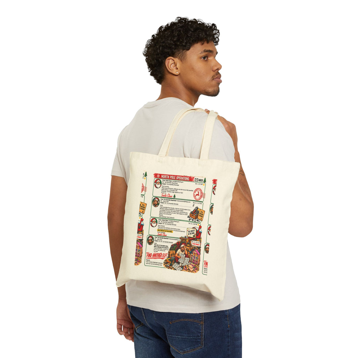 Santa’s Workshop Email Chain Canvas Tote Bag