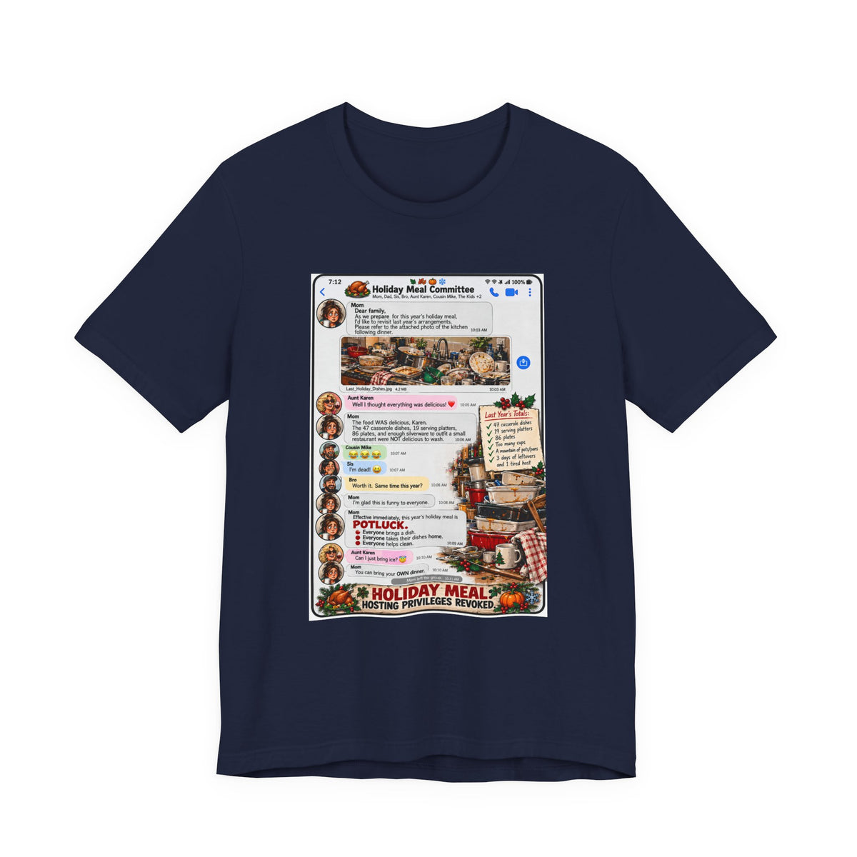 Holiday Meal Family Group Chat T-Shirt