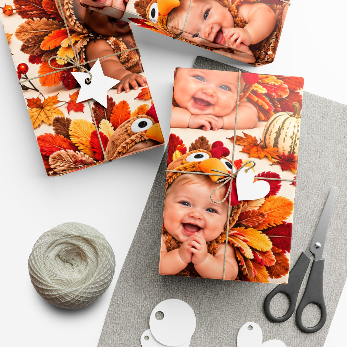 Gift Wrap Paper – Adorable Thanksgiving Turkey Baby Pattern