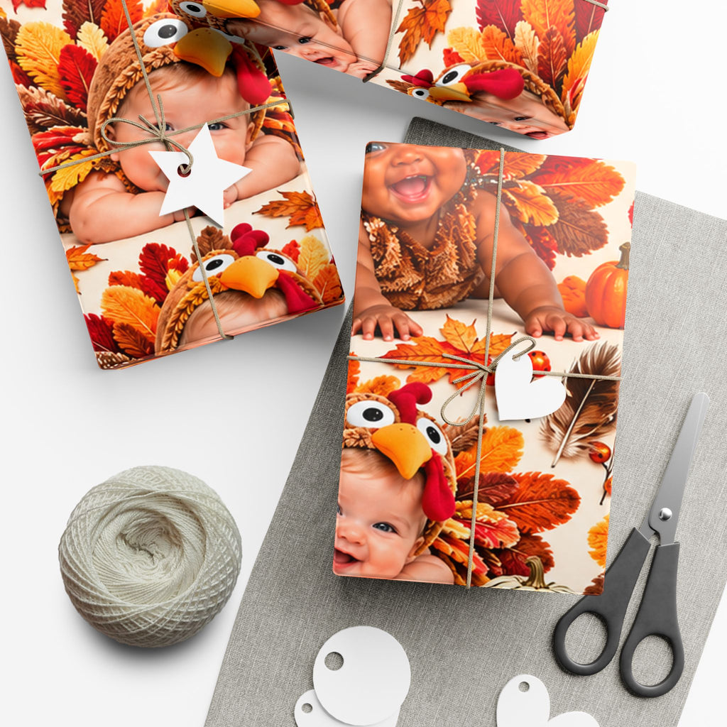 Gift Wrap Paper – Adorable Thanksgiving Turkey Baby Pattern