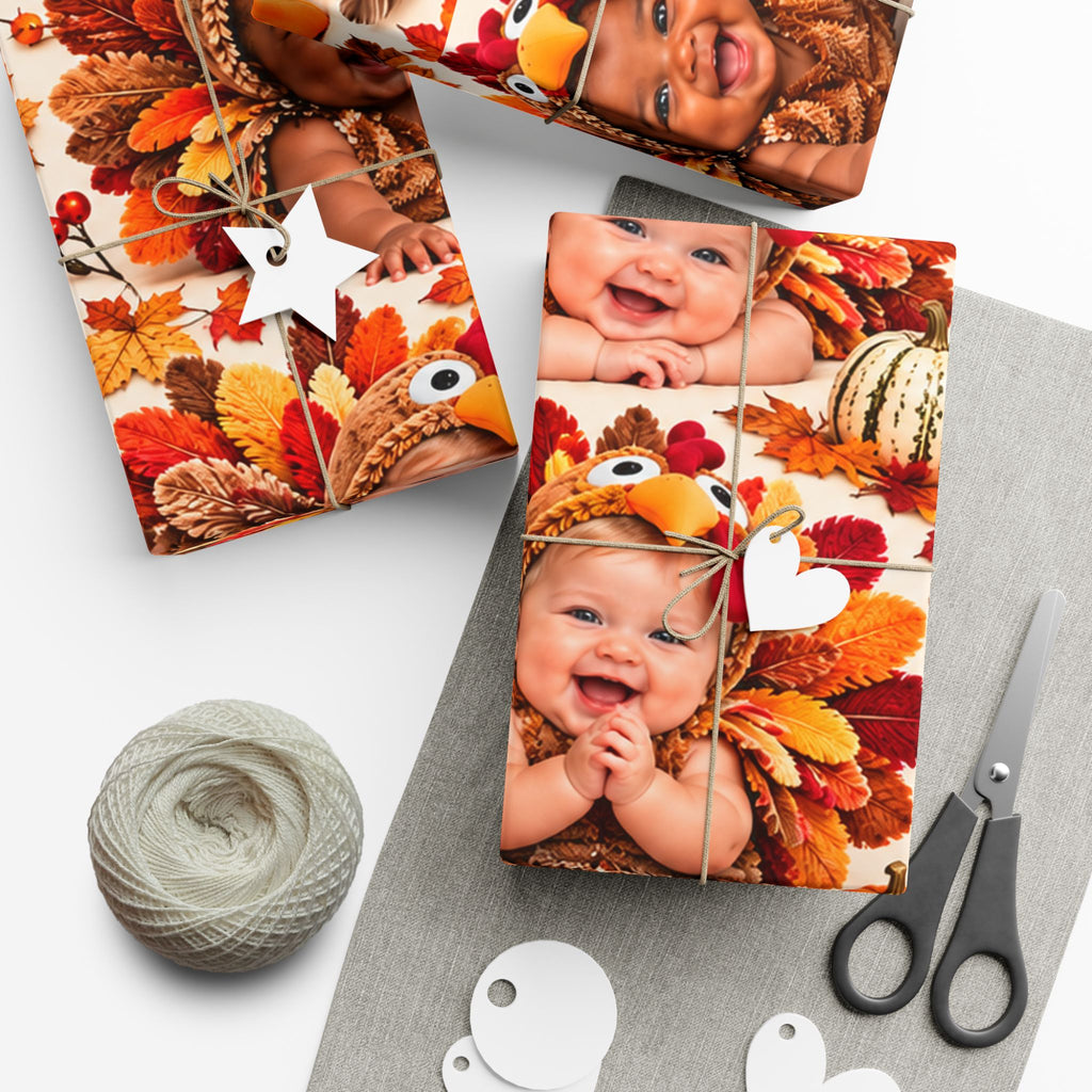 Gift Wrap Paper – Adorable Thanksgiving Turkey Baby Pattern