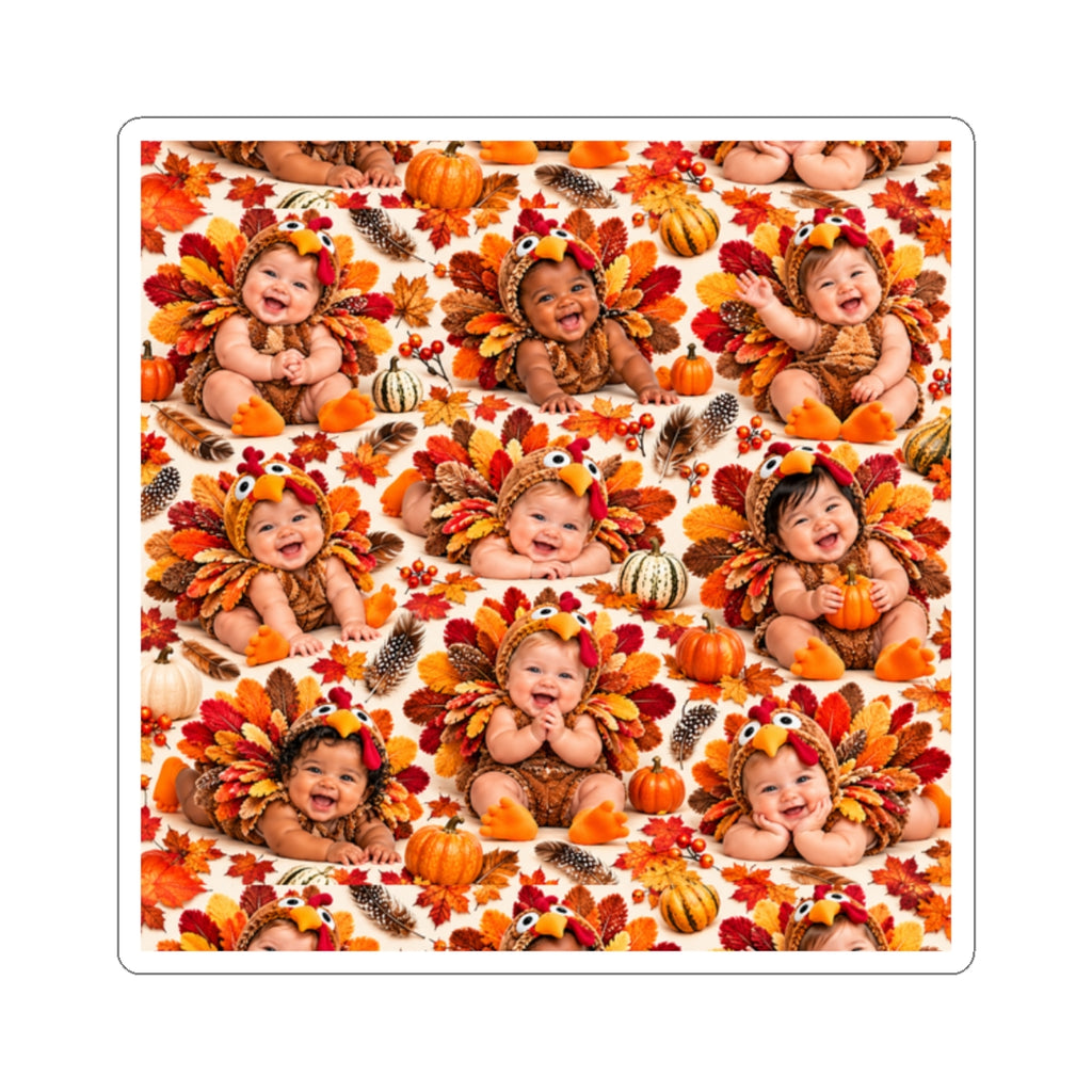 Thanksgiving Turkey Baby Pattern Kiss-Cut Sticker
