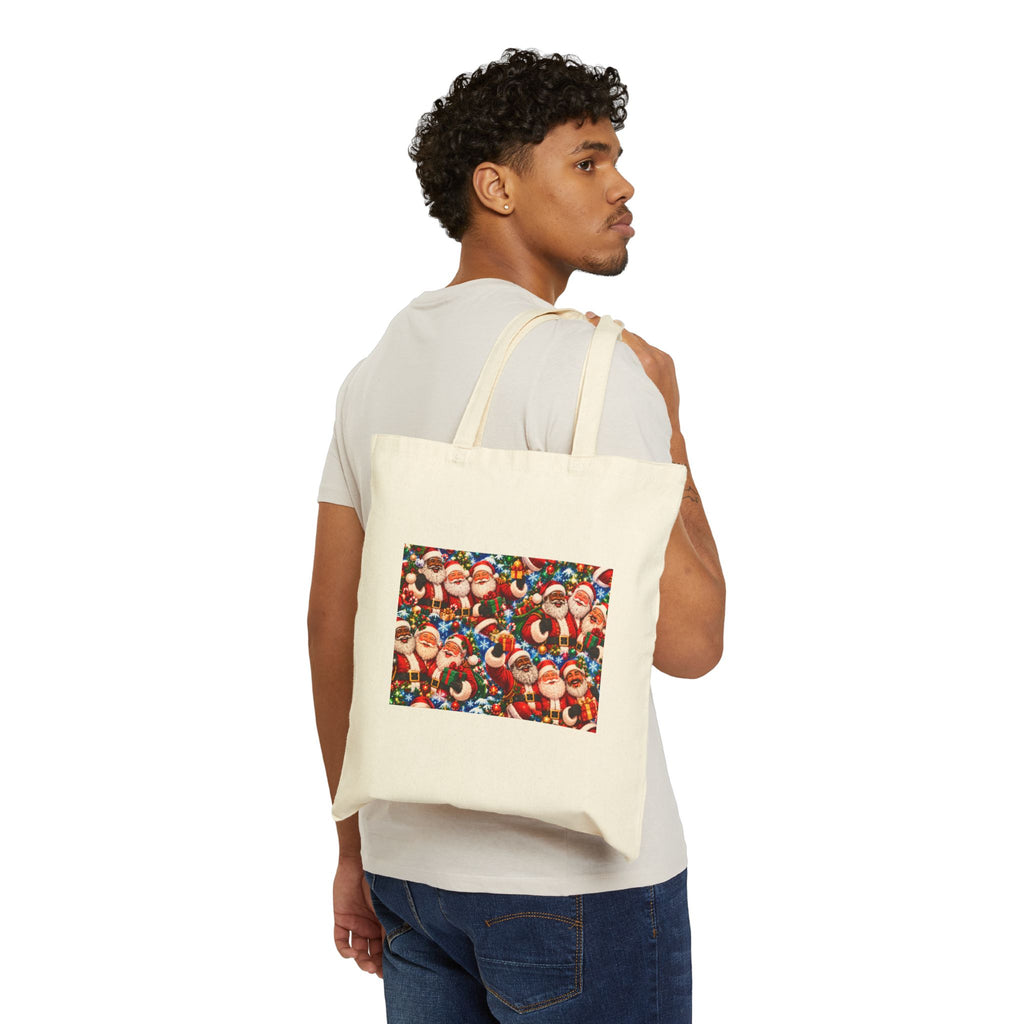 Christmas Santa Collage Canvas Tote Bag