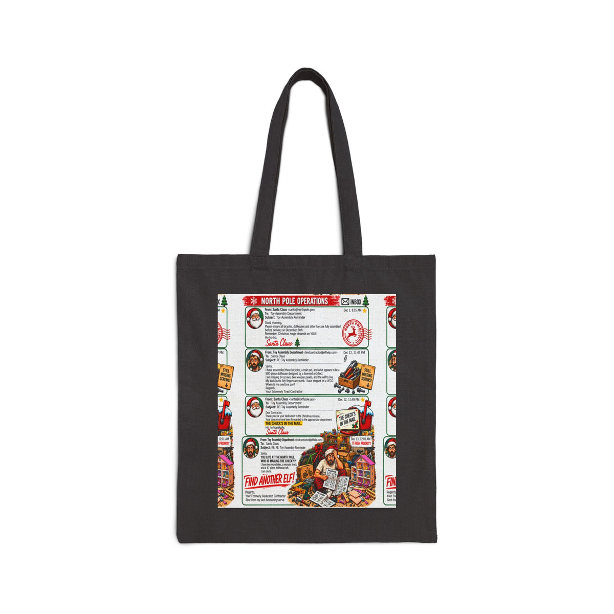Santa’s Workshop Email Chain Canvas Tote Bag
