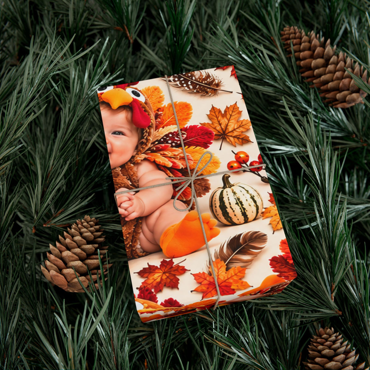 Gift Wrap Paper – Adorable Thanksgiving Turkey Baby Pattern