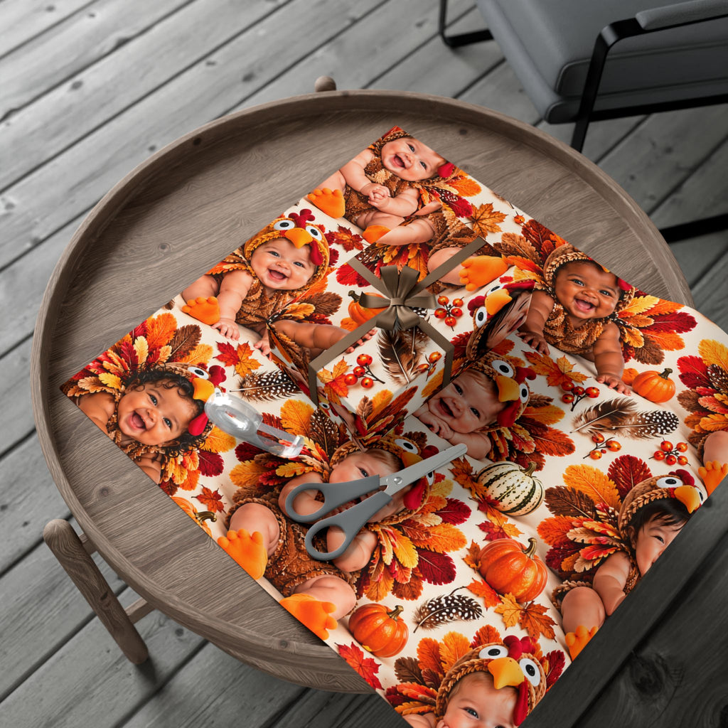 Gift Wrap Paper – Adorable Thanksgiving Turkey Baby Pattern ...