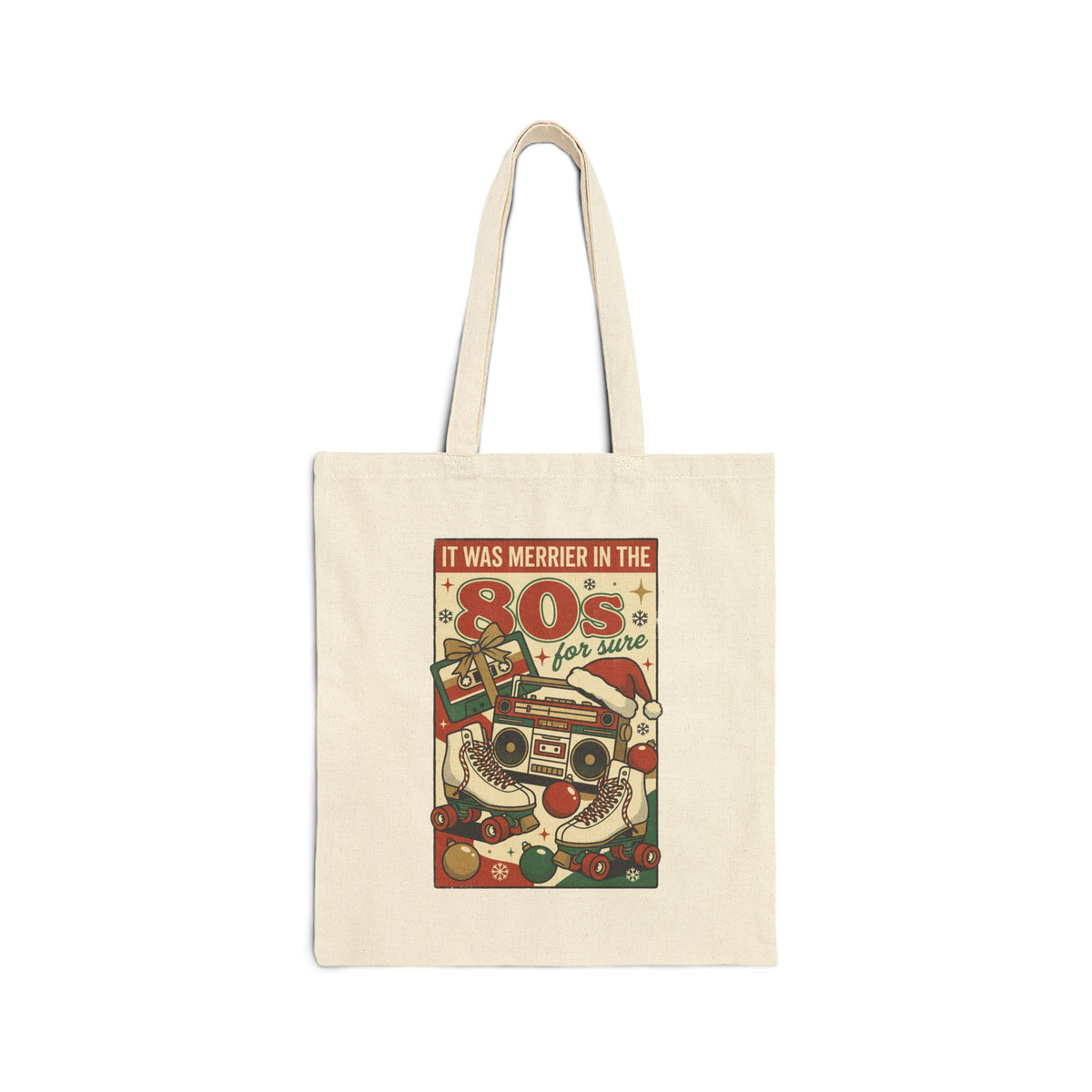 Retro Christmas Radio Tote Bag, Vintage Holiday Design