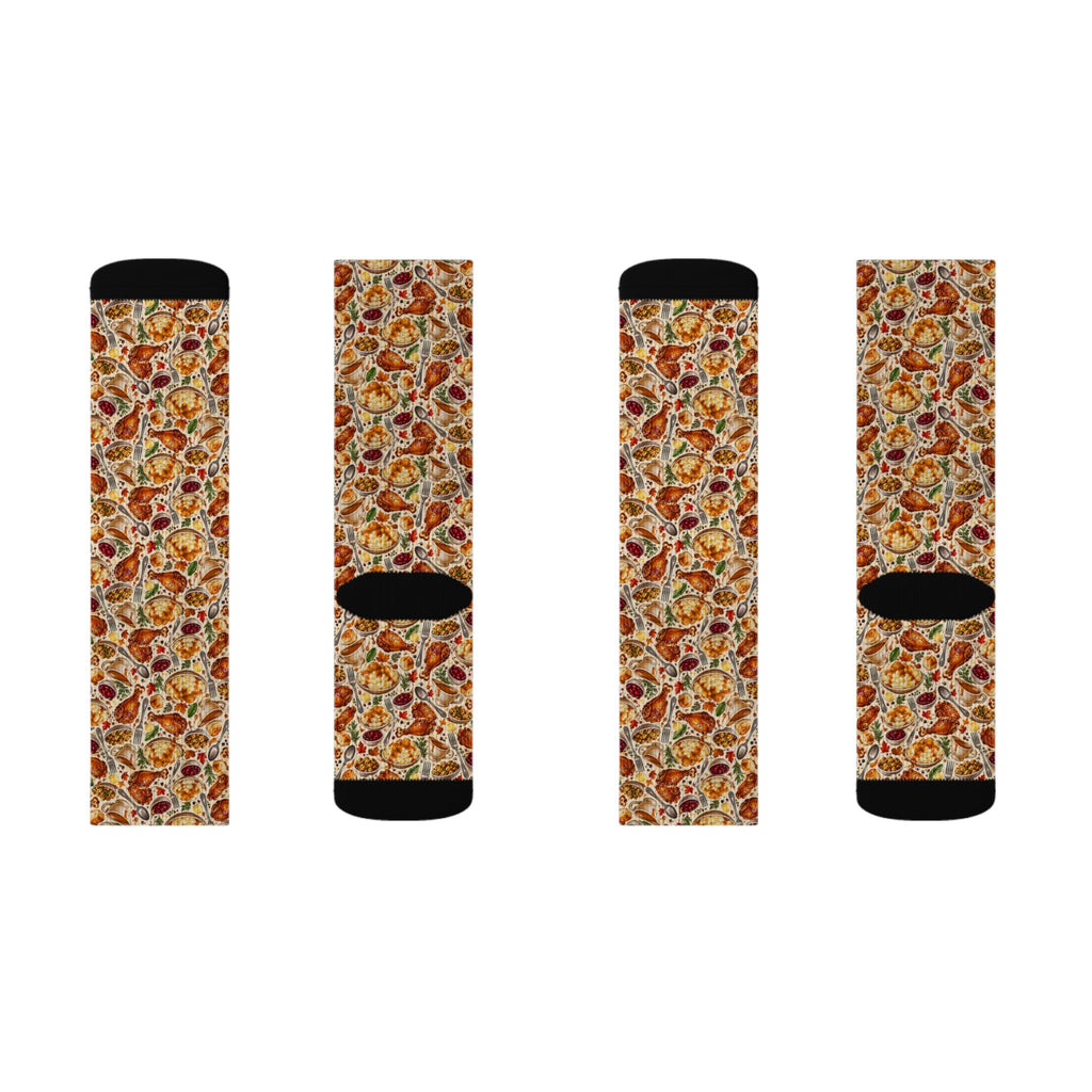 Thanksgiving Feast Pattern Socks