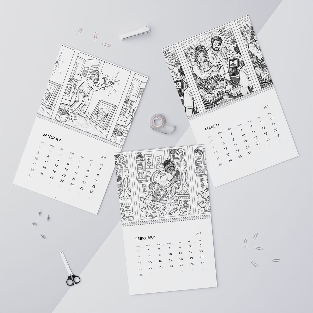 2027 Wall Calendar – Funny Everyday Life Illustrations