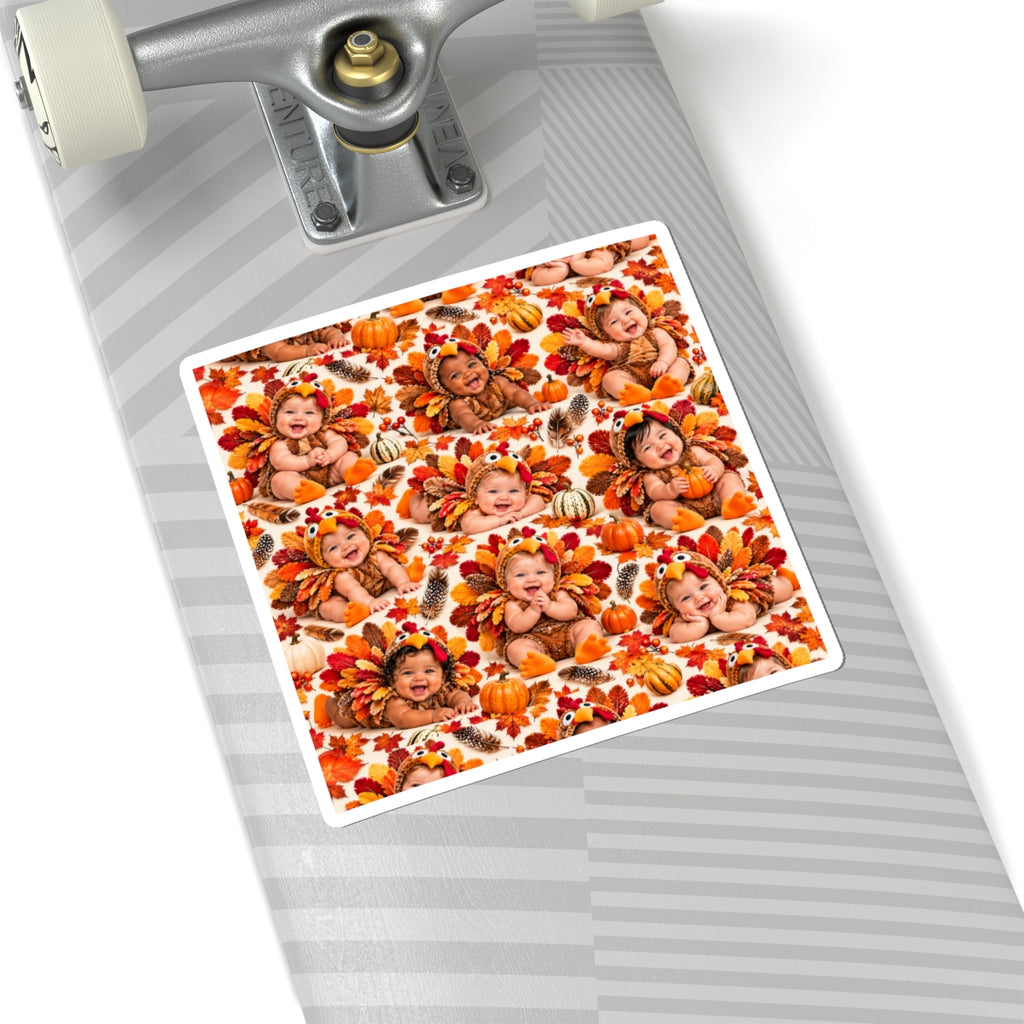 Thanksgiving Turkey Baby Pattern Kiss-Cut Sticker