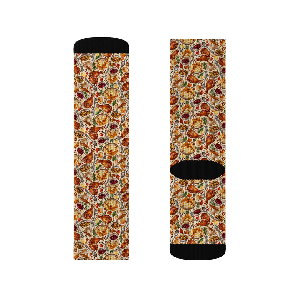 Thanksgiving Feast Pattern Socks