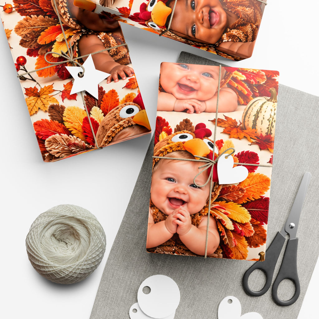 Gift Wrap Paper – Adorable Thanksgiving Turkey Baby Pattern
