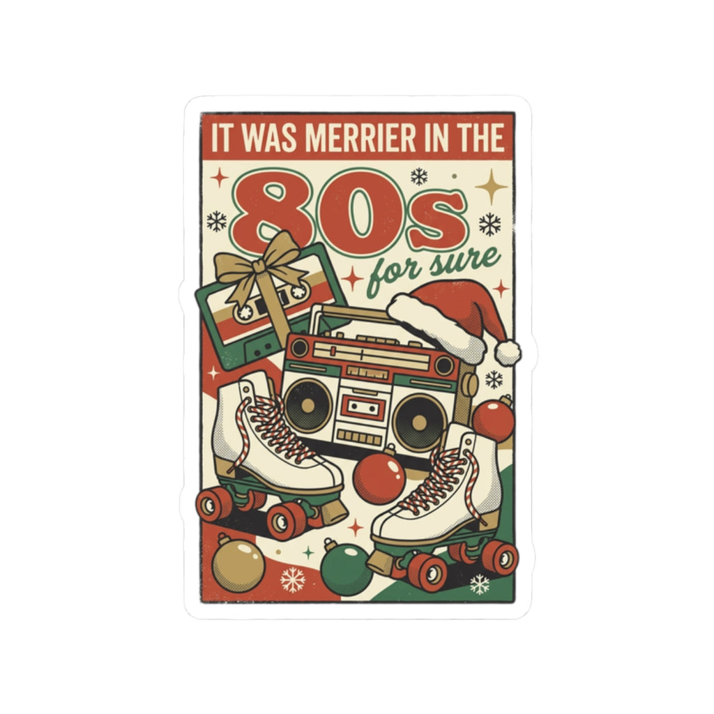 Retro Christmas 80s Nostalgia Kiss-Cut Sticker