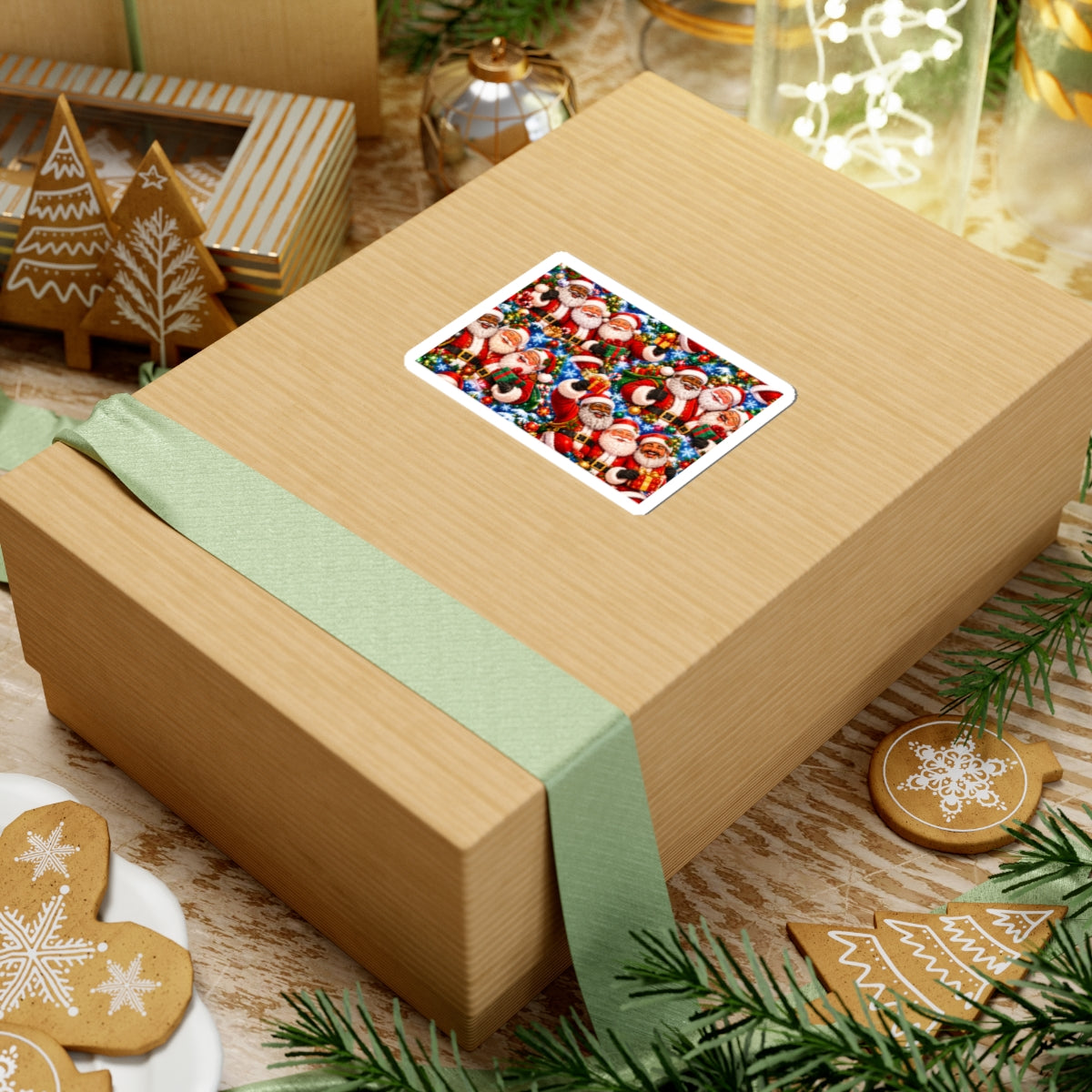 Festive Santa Claus Christmas Kiss-Cut Sticker