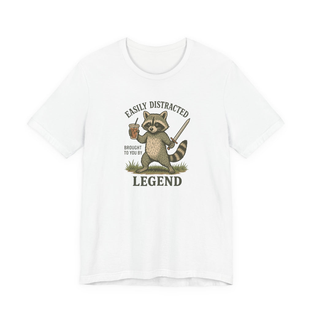 Raccoon with Sword and Iced Coffee - ADHD Neurodivergent T-Shirt