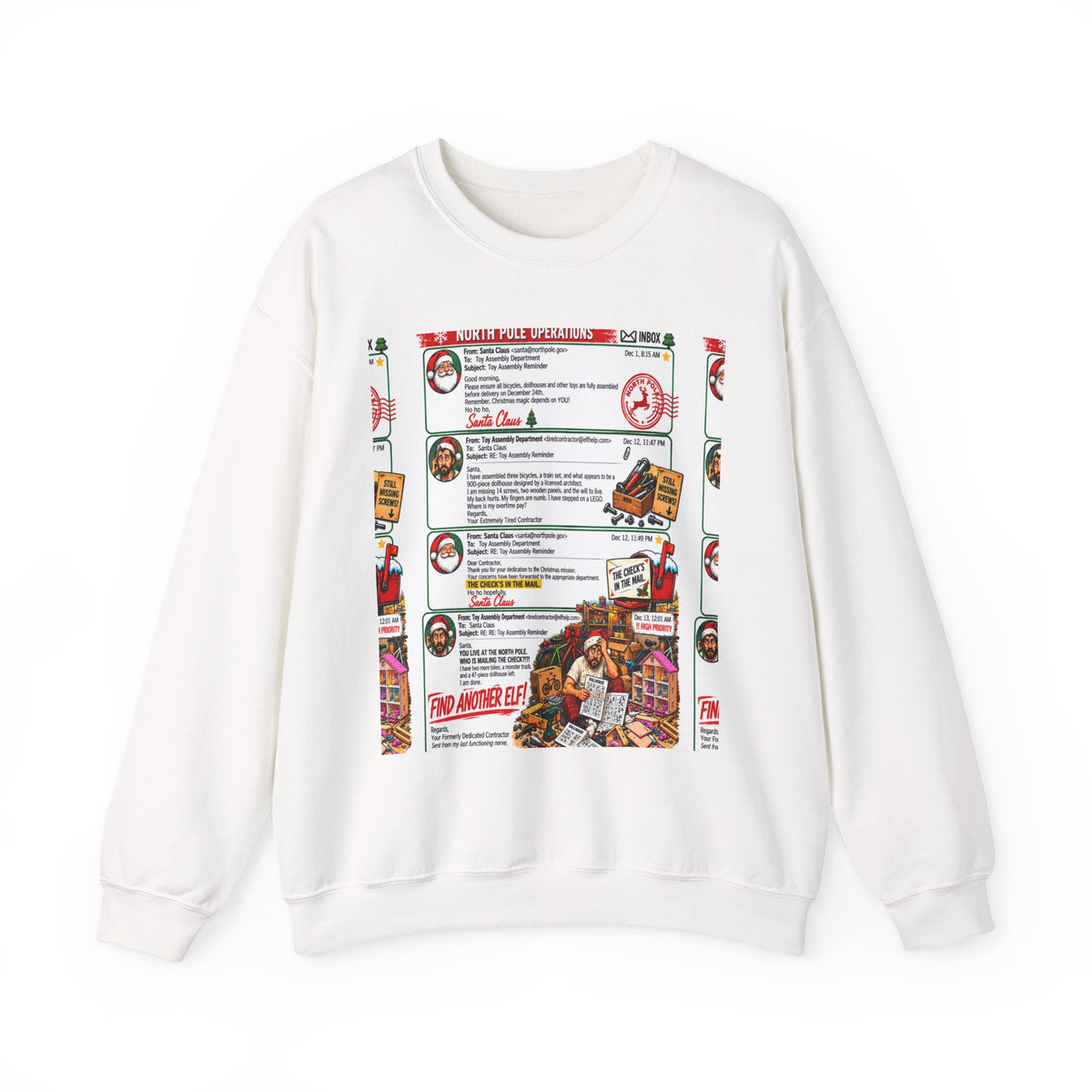 Santa’s Workshop Email Chain Crewneck Sweatshirt