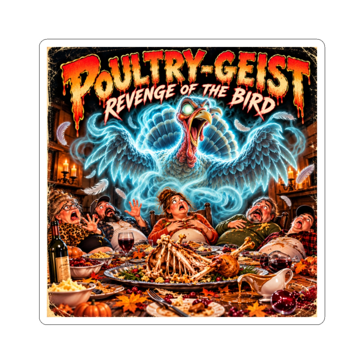 Poultry-Geist: Revenge of the Bird Thanksgiving Movie Poster Sticker
