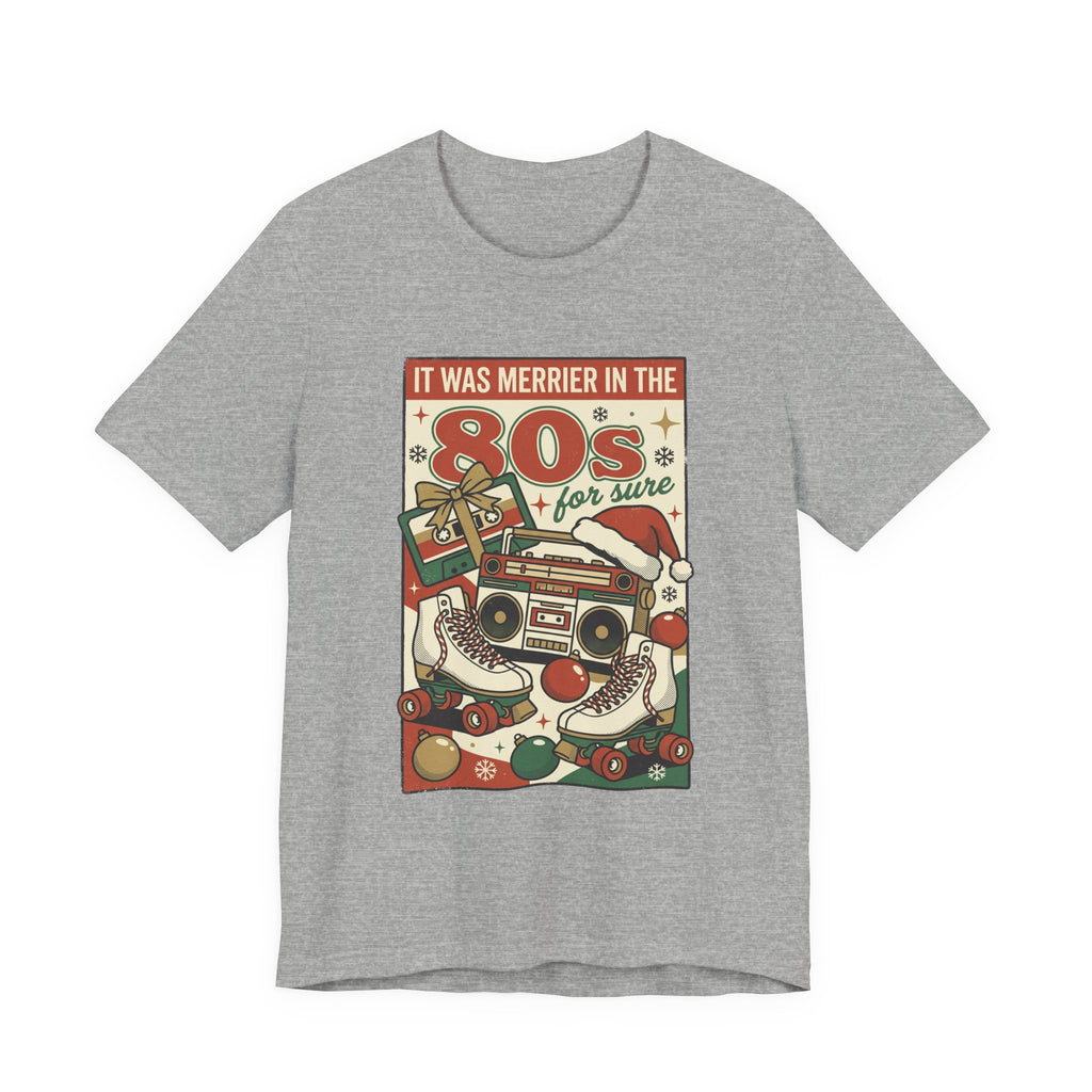 80s Christmas Nostalgia Tee, Retro Boombox and Ornaments