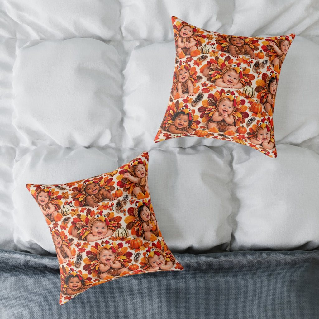 Thanksgiving Turkey Baby Pattern Square Pillow