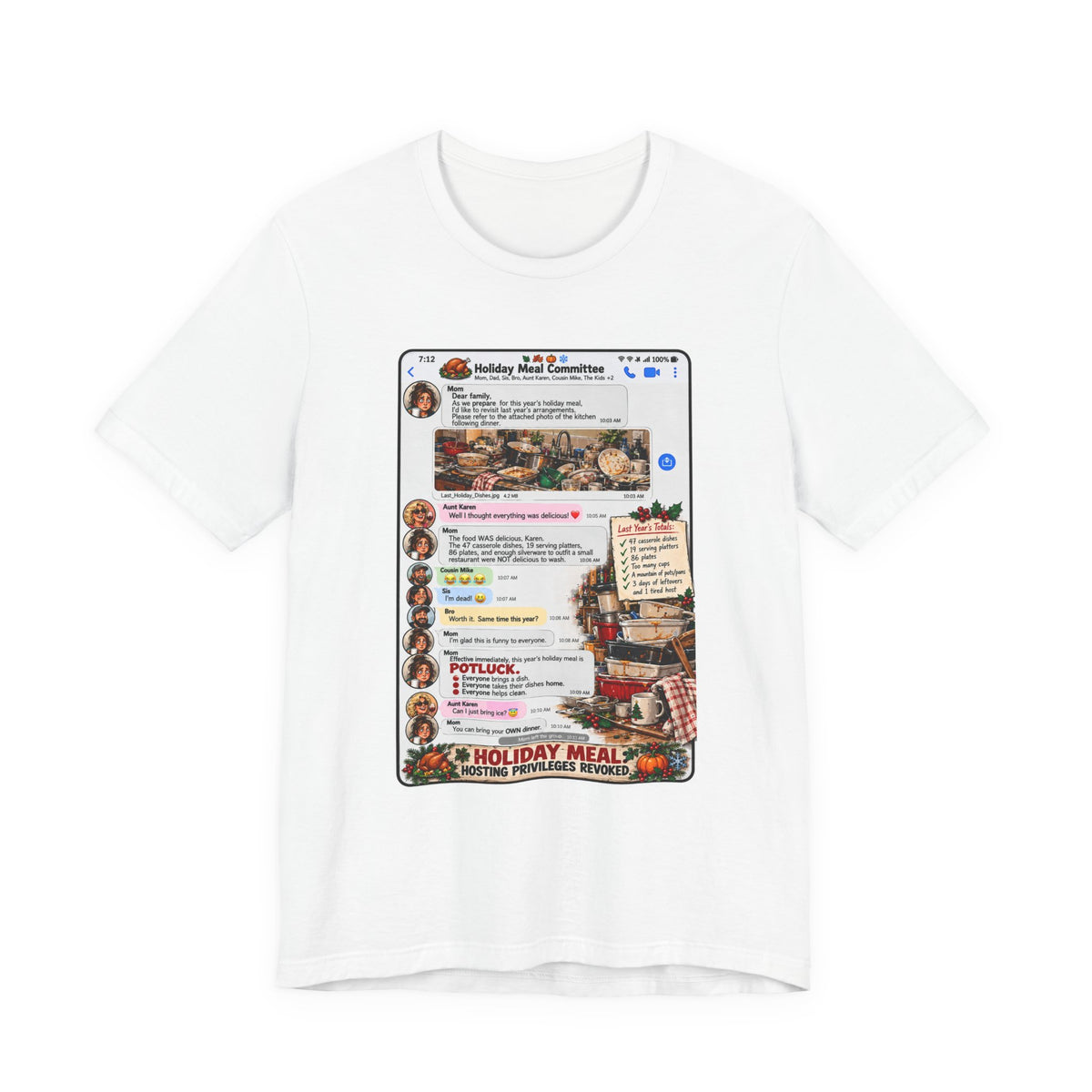 Holiday Meal Family Group Chat T-Shirt