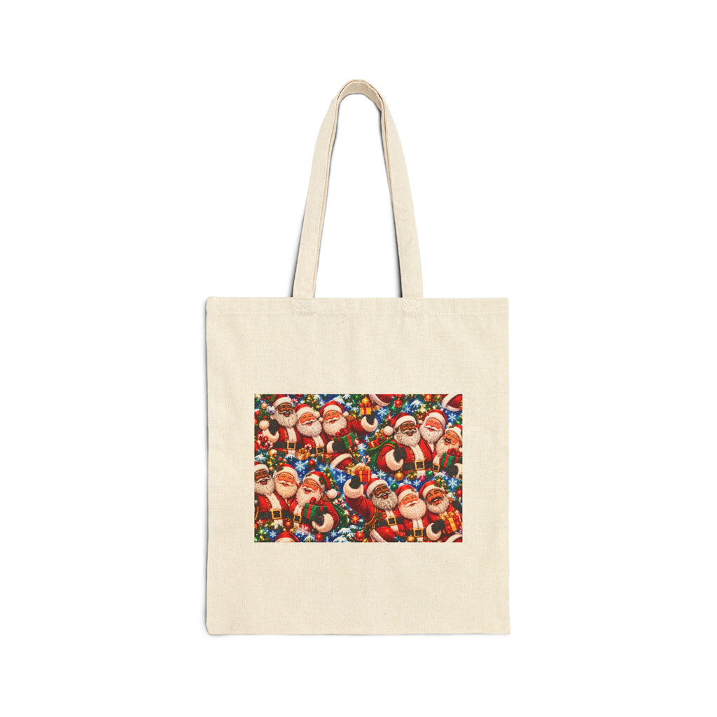 Christmas Santa Collage Canvas Tote Bag