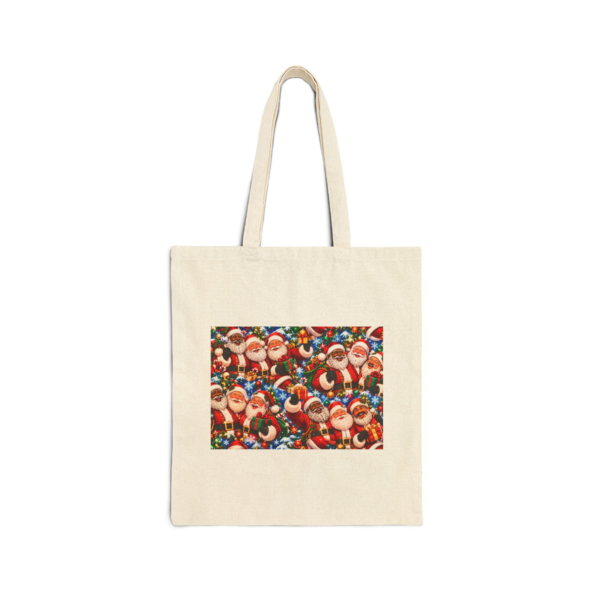 Christmas Santa Collage Canvas Tote Bag