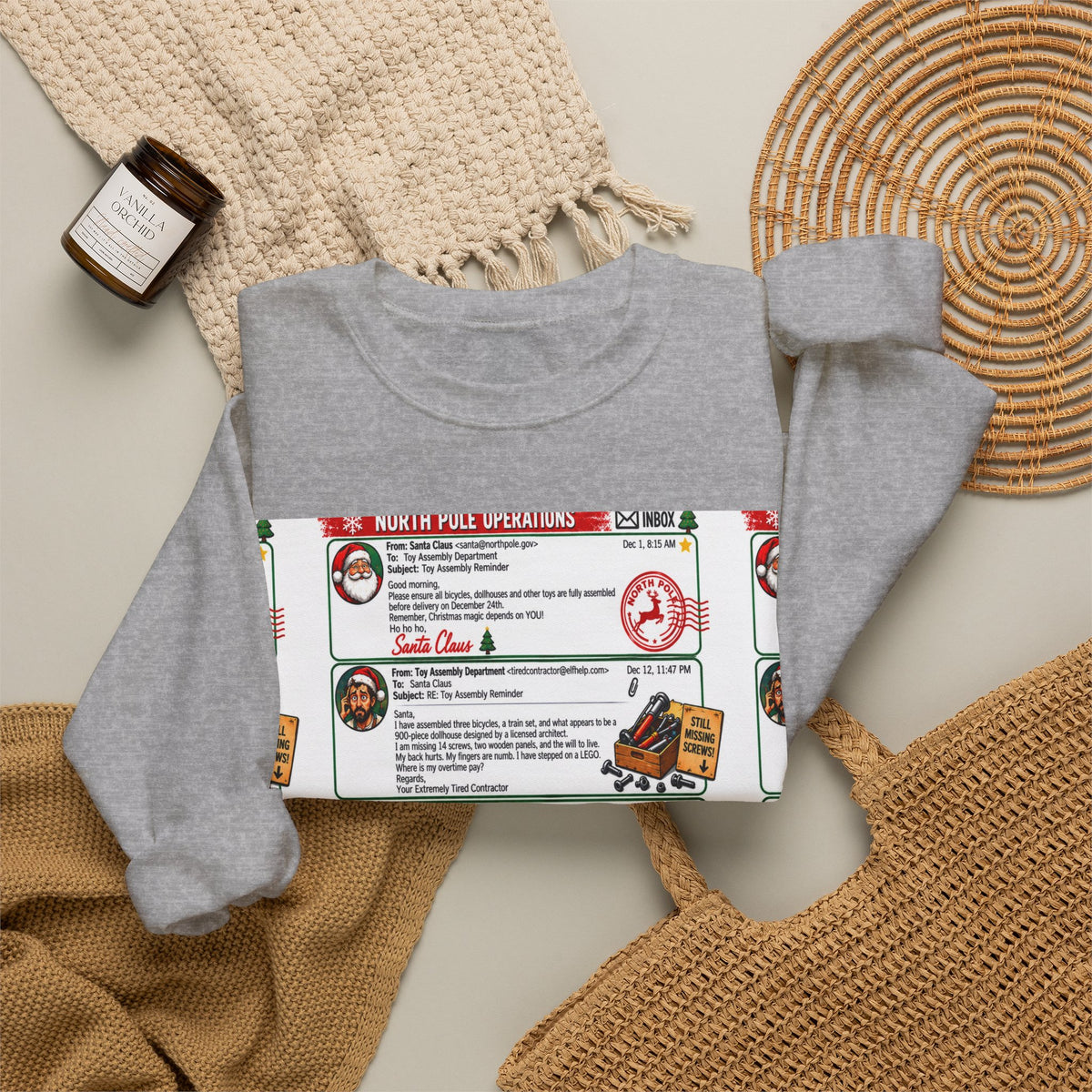 Santa’s Workshop Email Chain Crewneck Sweatshirt