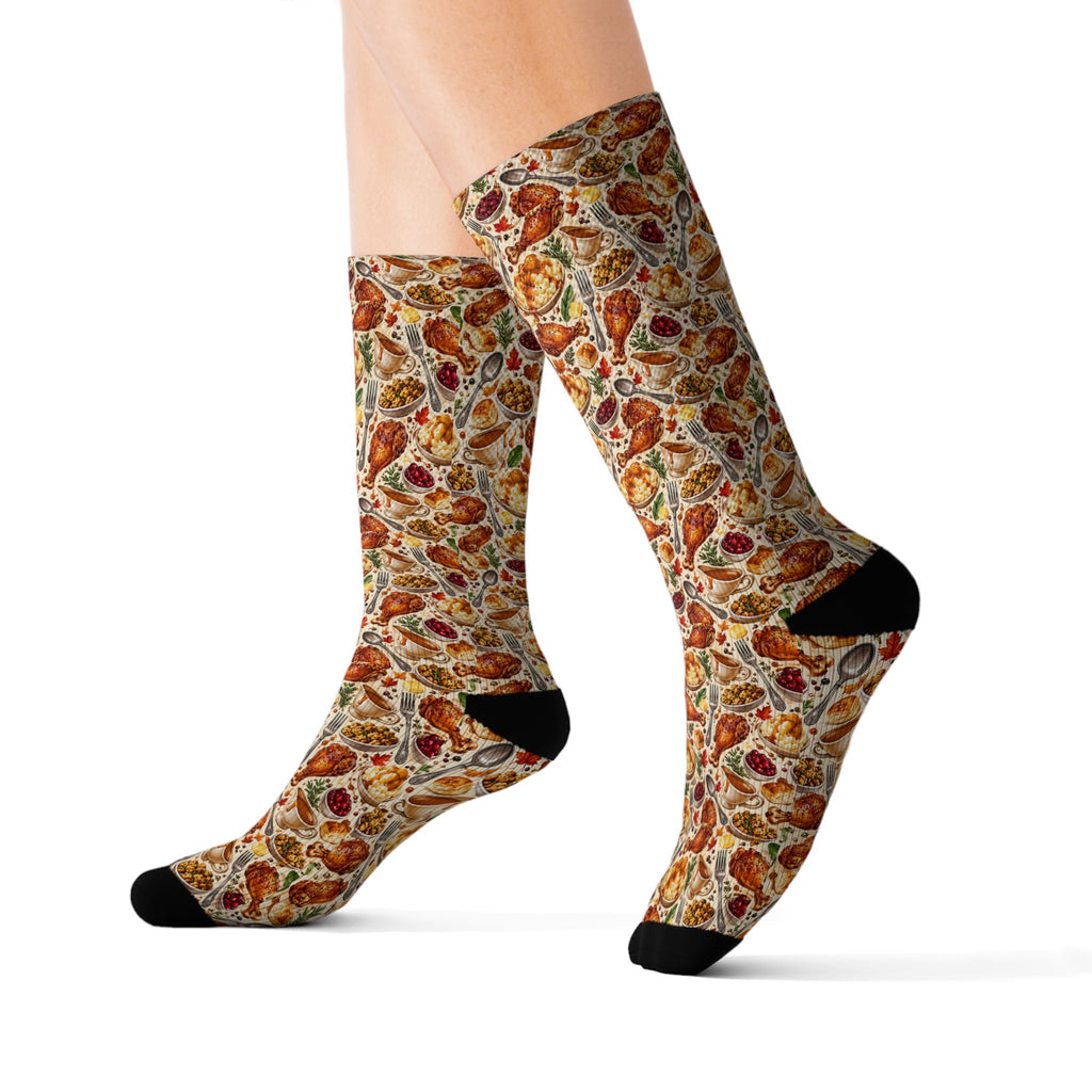 Thanksgiving Feast Pattern Socks