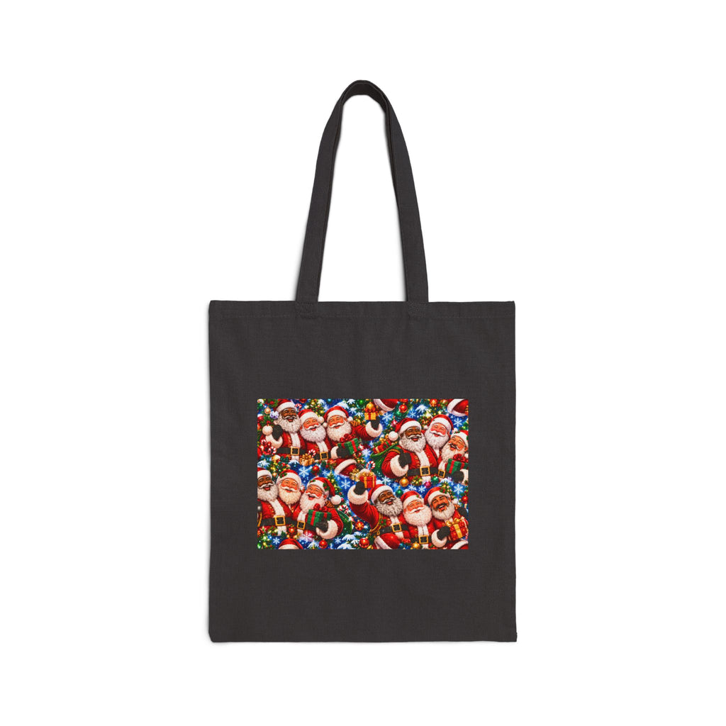 Christmas Santa Collage Canvas Tote Bag