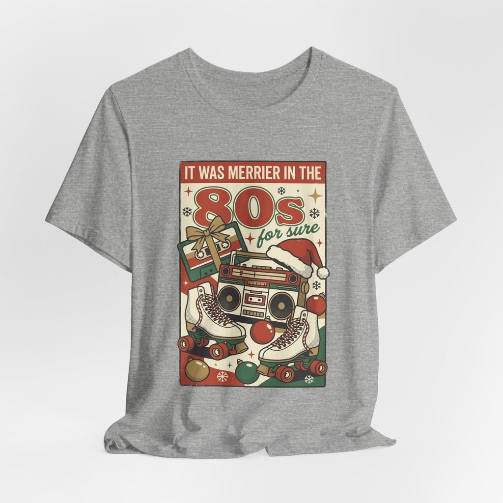 80s Christmas Nostalgia Tee, Retro Boombox and Ornaments