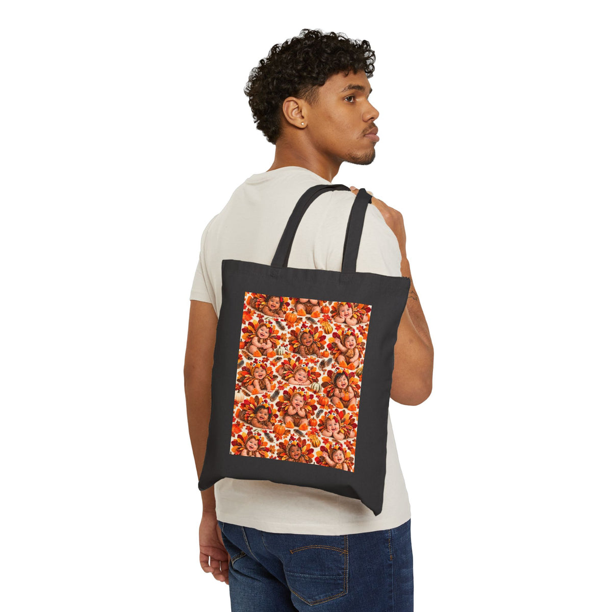 Thanksgiving Turkey Baby Pattern Canvas Tote Bag