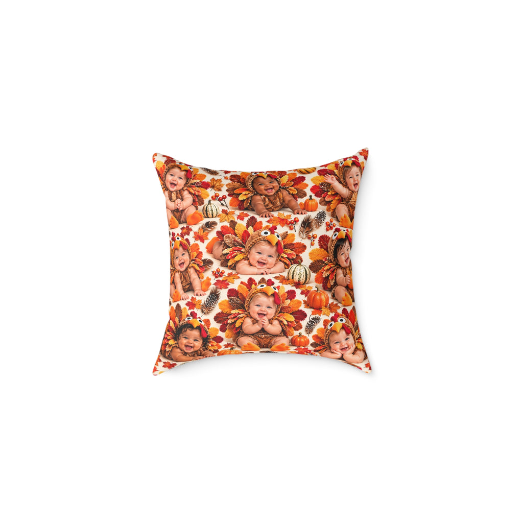 Thanksgiving Turkey Baby Pattern Square Pillow