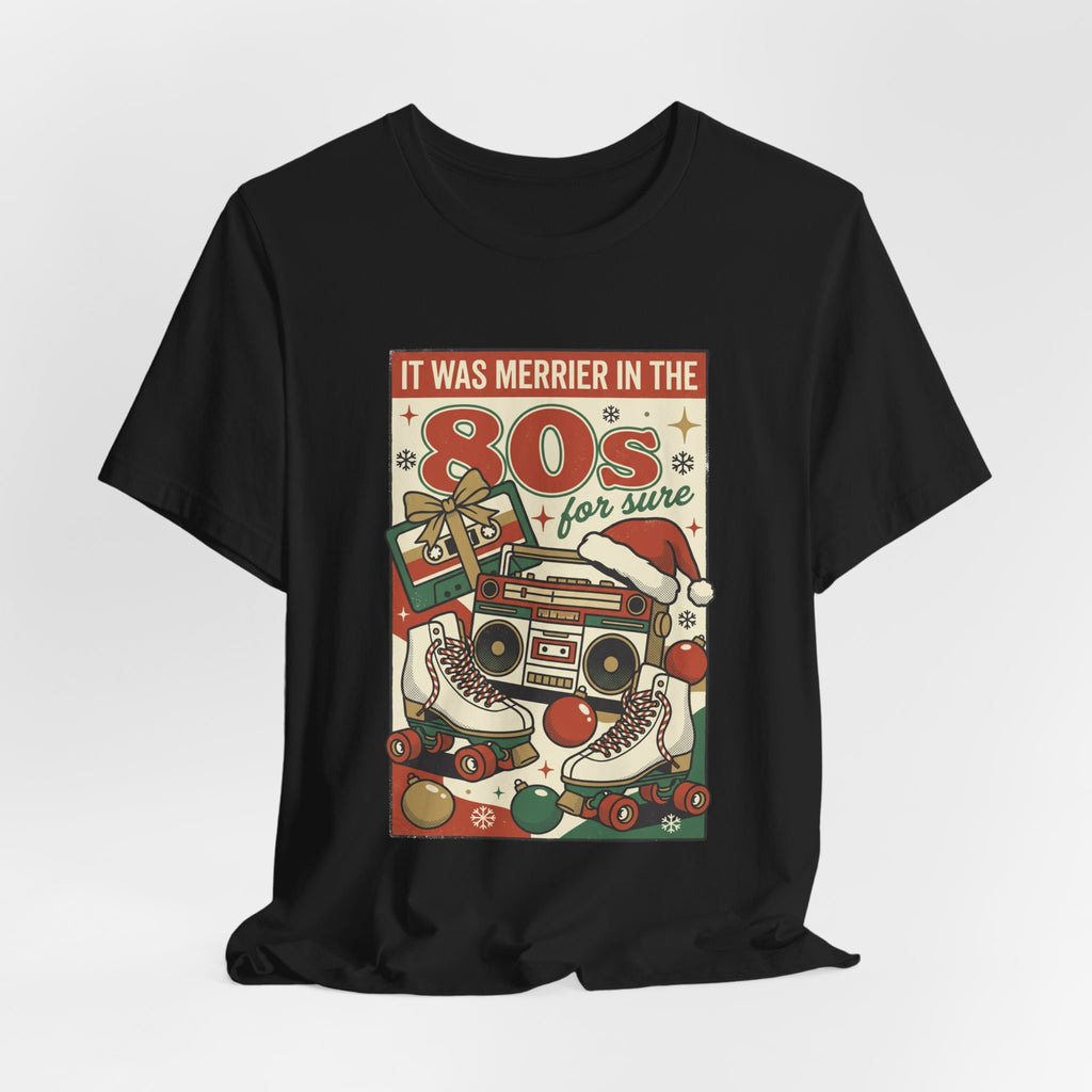 80s Christmas Nostalgia Tee, Retro Boombox and Ornaments