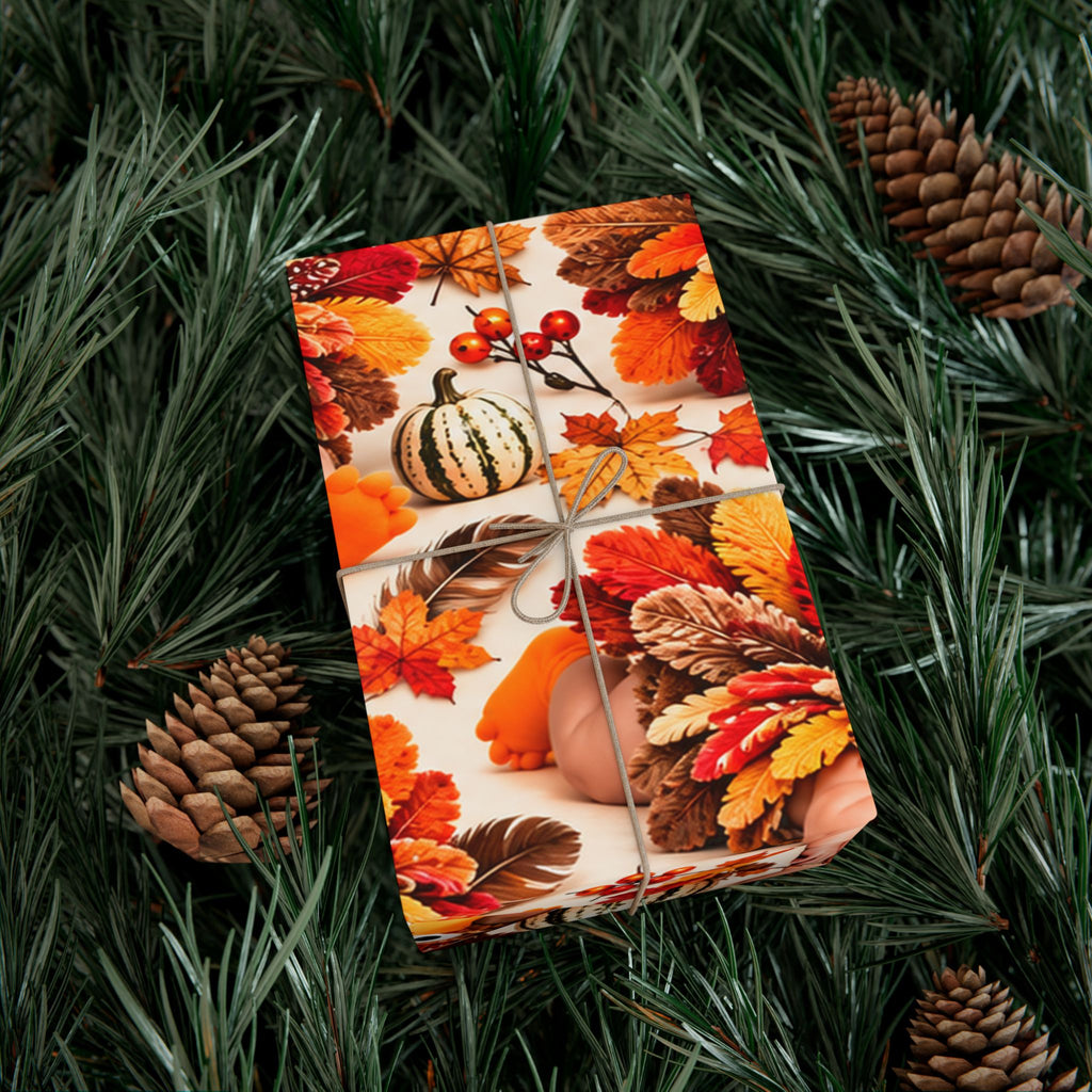 Gift Wrap Paper – Adorable Thanksgiving Turkey Baby Pattern ...