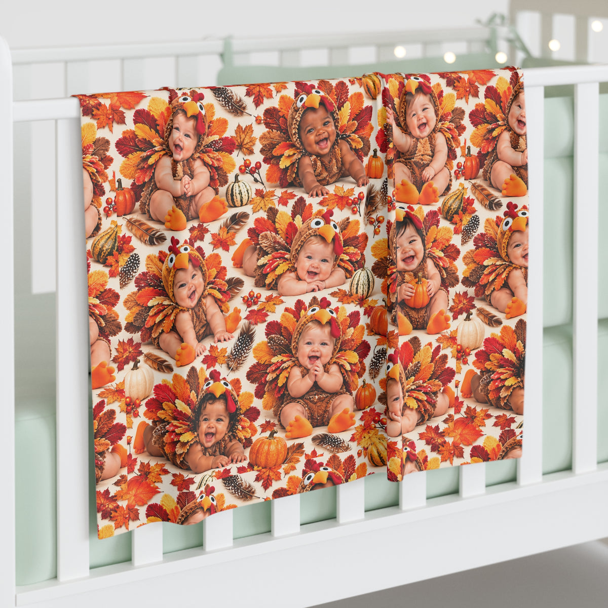 Thanksgiving Turkey Baby Pattern Swaddle Blanket
