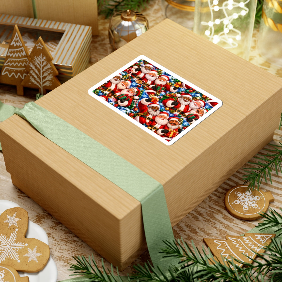 Festive Santa Claus Christmas Kiss-Cut Sticker