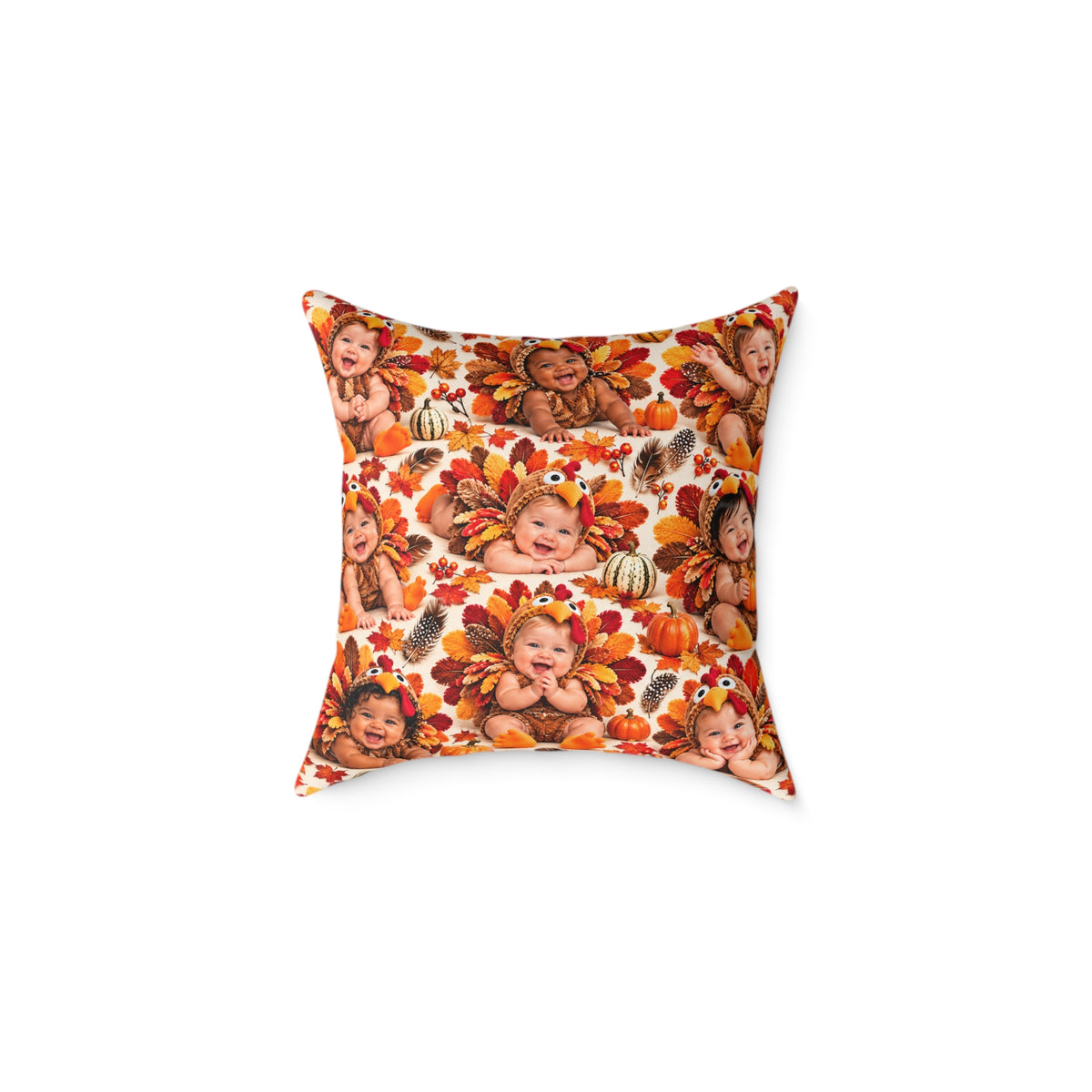 Thanksgiving Turkey Baby Pattern Square Pillow