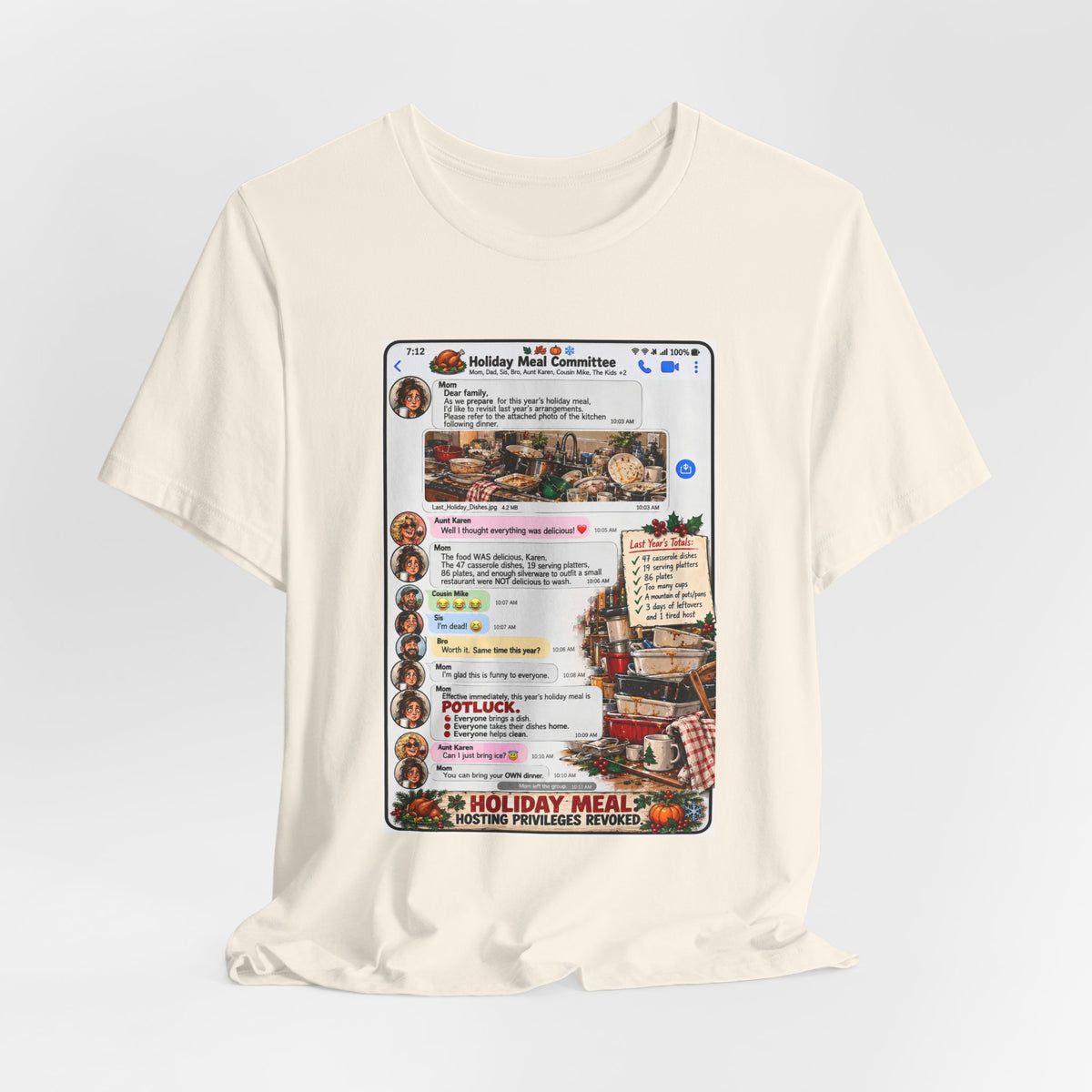 Holiday Meal Family Group Chat T-Shirt