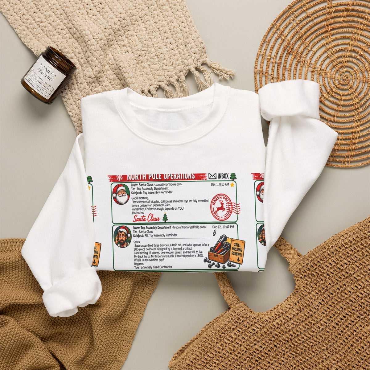 Santa’s Workshop Email Chain Crewneck Sweatshirt
