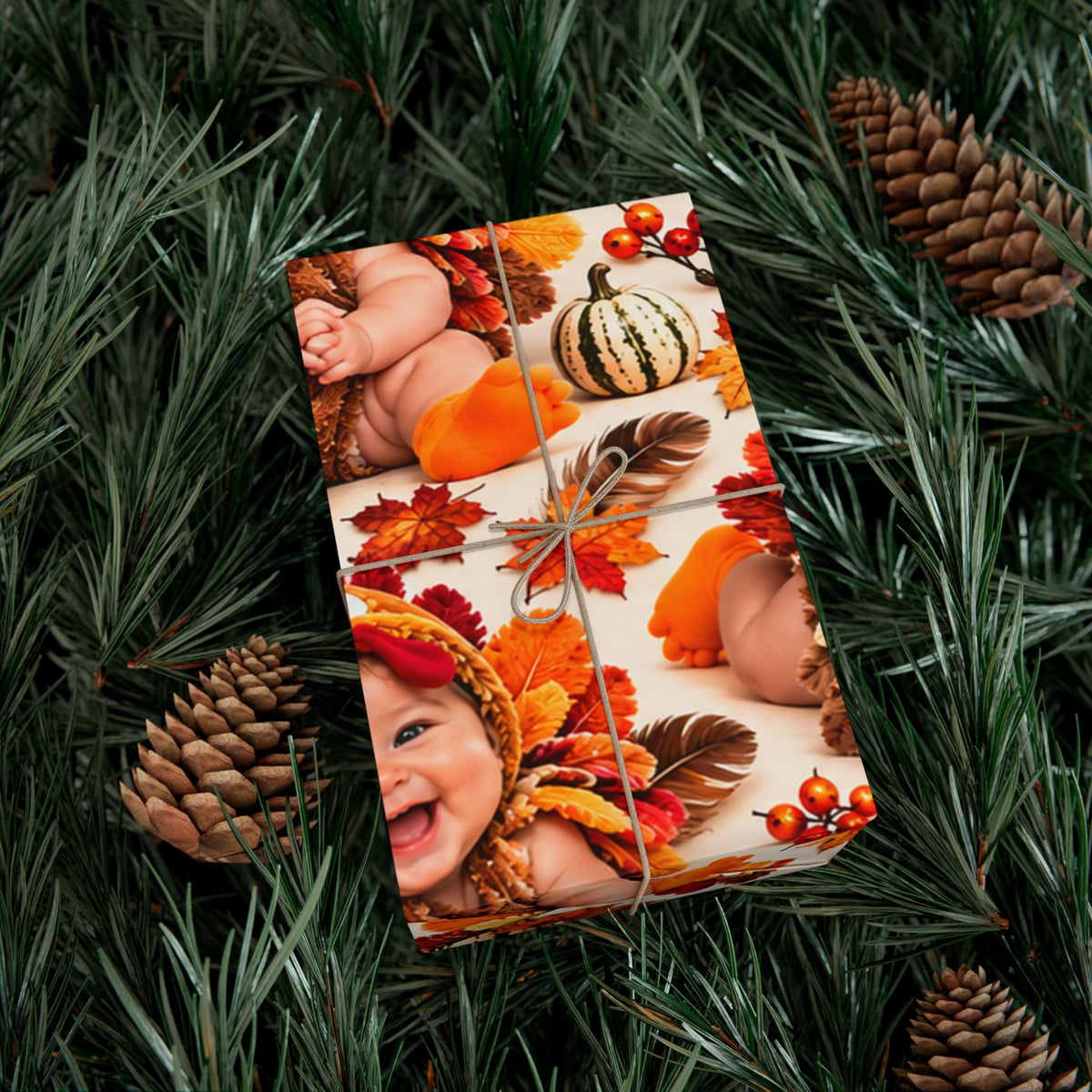 Gift Wrap Paper – Adorable Thanksgiving Turkey Baby Pattern