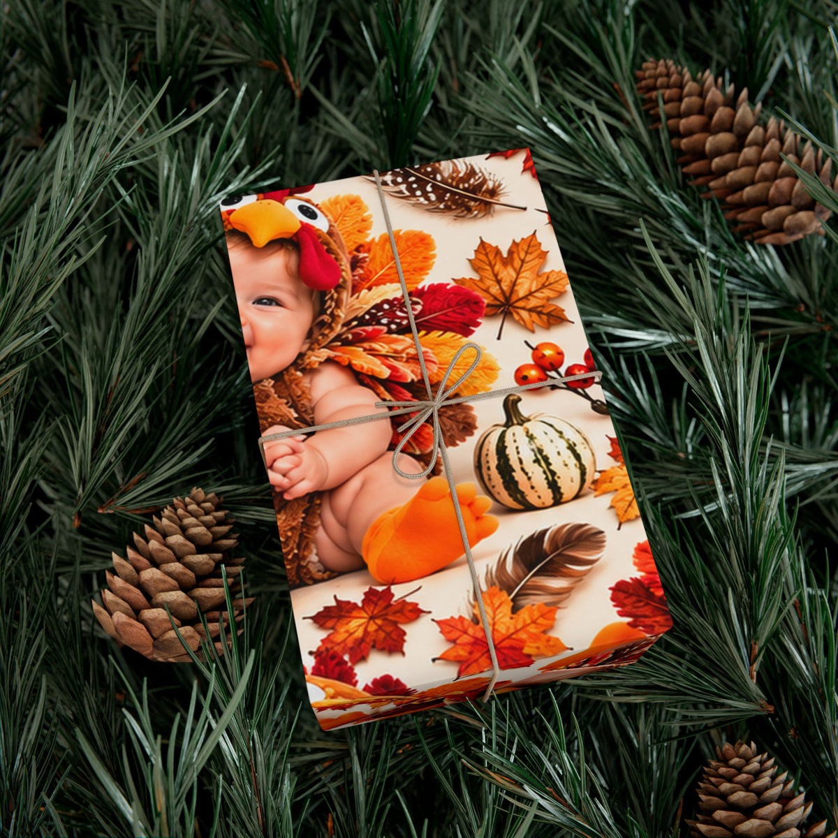 Gift Wrap Paper – Adorable Thanksgiving Turkey Baby Pattern
