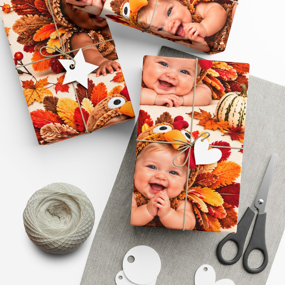 Gift Wrap Paper – Adorable Thanksgiving Turkey Baby Pattern