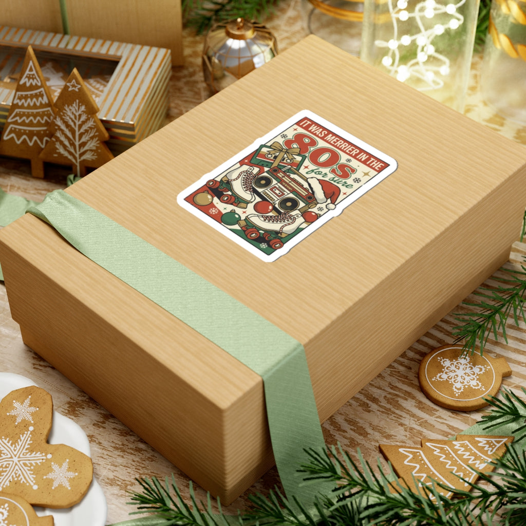 Retro Christmas 80s Nostalgia Kiss-Cut Sticker