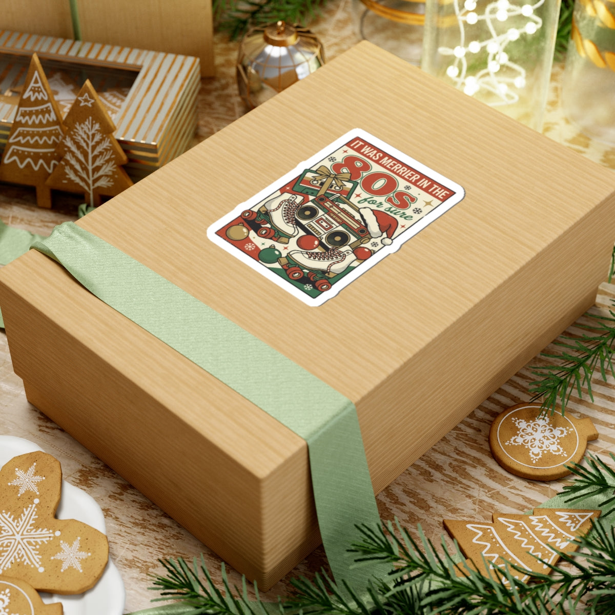 Retro Christmas 80s Nostalgia Kiss-Cut Sticker
